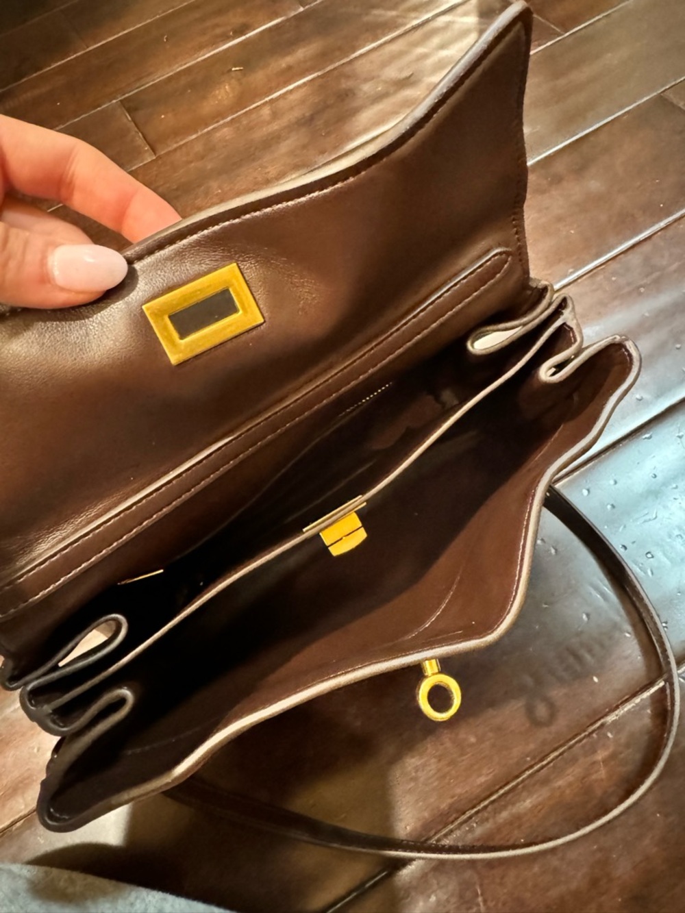 Brown Suede Top-Handle Shoulder Bag - Picture 5 of 5